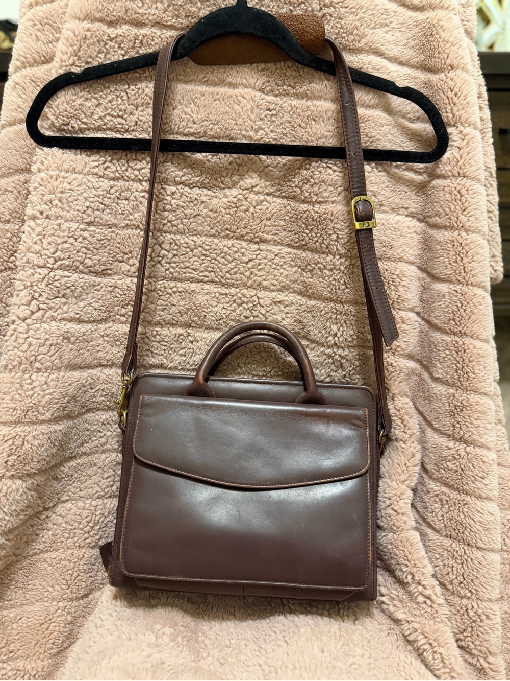 Vintage 90s Franklin Quest Full Grain Leather Planner Crossbody Bag